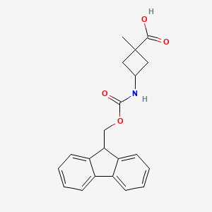 molecular formula C21H21NO4 B2482795 3-(9H-Fluoren-9-ylmethoxycarbonylamino)-1-methylcyclobutane-1-carboxylic acid CAS No. 2243512-77-6