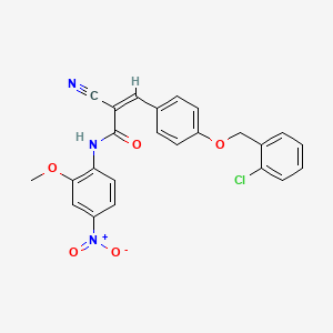 molecular formula C24H18ClN3O5 B2482798 (Z)-3-[4-[(2-Chlorophenyl)methoxy]phenyl]-2-cyano-N-(2-methoxy-4-nitrophenyl)prop-2-enamide CAS No. 380568-75-2