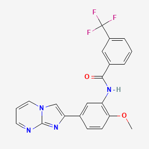 molecular formula C21H15F3N4O2 B2482803 N-(5-imidazo[1,2-a]pyrimidin-2-yl-2-methoxyphenyl)-3-(trifluoromethyl)benzamide CAS No. 847388-08-3