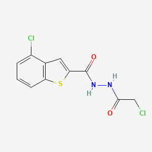 molecular formula C11H8Cl2N2O2S B2482809 4-chloro-N'-(2-chloroacetyl)-1-benzothiophene-2-carbohydrazide CAS No. 2172537-80-1