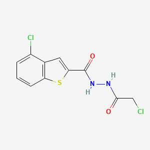 molecular formula C11H8Cl2N2O2S B2482809 4-cloro-N'-(2-cloroacetil)-1-benzotiofeno-2-carbohidrazida CAS No. 2172537-80-1