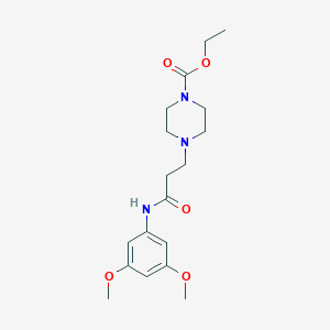 molecular formula C18H27N3O5 B248282 Ethyl 4-{3-[(3,5-dimethoxyphenyl)amino]-3-oxopropyl}piperazine-1-carboxylate 