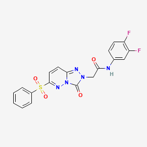 molecular formula C19H13F2N5O4S B2482827 N-(3,4-二氟苯基)-2-[3-氧代-6-(苯基磺酰)[1,2,4]三唑并[4,3-b]吡嗪-2(3H)-基]乙酰胺 CAS No. 1040652-35-4