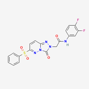 molecular formula C19H13F2N5O4S B2482827 N-(3,4-Difluorphenyl)-2-[6-(benzolsulfonyl)-3-oxo-[1,2,4]triazolo[4,3-b]pyridazin-2-yl]acetamid CAS No. 1040652-35-4