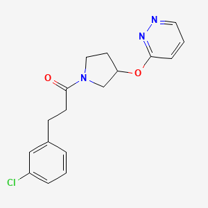 molecular formula C17H18ClN3O2 B2482830 3-(3-Chlorophenyl)-1-(3-(pyridazin-3-yloxy)pyrrolidin-1-yl)propan-1-one CAS No. 2034451-90-4