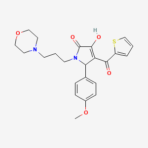molecular formula C23H26N2O5S B2482837 3-hydroxy-5-(4-methoxyphenyl)-1-(3-morpholinopropyl)-4-(thiophene-2-carbonyl)-1H-pyrrol-2(5H)-one CAS No. 380904-46-1
