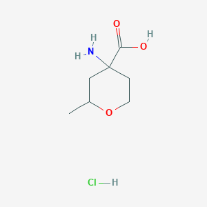 molecular formula C7H14ClNO3 B2482838 4-Amino-2-methyloxane-4-carboxylic acid hydrochloride CAS No. 2137514-54-4