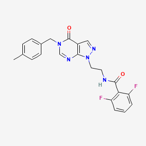 molecular formula C22H19F2N5O2 B2482839 2,6-difluoro-N-(2-(5-(4-methylbenzyl)-4-oxo-4,5-dihydro-1H-pyrazolo[3,4-d]pyrimidin-1-yl)ethyl)benzamide CAS No. 922017-91-2
