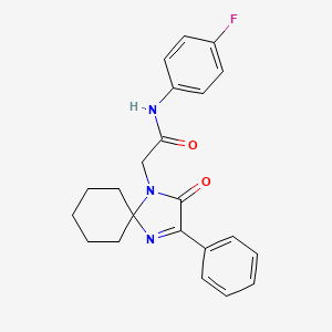 molecular formula C22H22FN3O2 B2482868 N-(4-fluorophenyl)-2-(2-oxo-3-phenyl-1,4-diazaspiro[4.5]dec-3-en-1-yl)acetamide CAS No. 872200-36-7