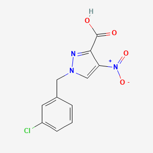 molecular formula C11H8ClN3O4 B2482879 1-[(3-氯苯基)甲基]-4-硝基-1H-吡唑-3-羧酸 CAS No. 1281872-35-2