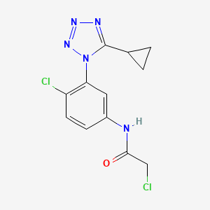 molecular formula C12H11Cl2N5O B2482883 2-Chloro-N-[4-chloro-3-(5-cyclopropyltetrazol-1-yl)phenyl]acetamide CAS No. 2411296-64-3