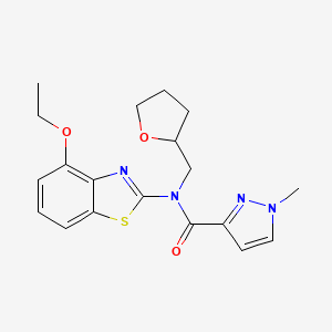 molecular formula C19H22N4O3S B2482886 N-(4-ethoxybenzo[d]thiazol-2-yl)-1-methyl-N-((tetrahydrofuran-2-yl)methyl)-1H-pyrazole-3-carboxamide CAS No. 1209745-18-5