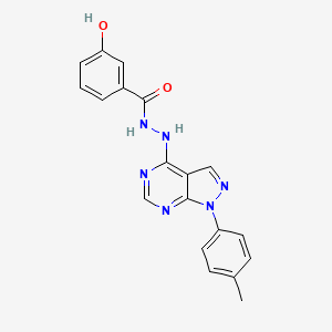 molecular formula C19H16N6O2 B2482887 3-羟基-N'-[1-(4-甲基苯基)吡唑并[3,4-d]嘧啶-4-基]苯甲酰肼 CAS No. 890938-21-3