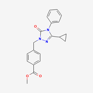 molecular formula C20H19N3O3 B2482893 methyl 4-((3-cyclopropyl-5-oxo-4-phenyl-4,5-dihydro-1H-1,2,4-triazol-1-yl)methyl)benzoate CAS No. 1396862-37-5