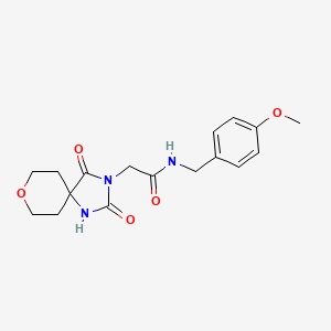 molecular formula C17H21N3O5 B2482894 2-(2,4-dioxo-8-oxa-1,3-diazaspiro[4.5]dec-3-yl)-N-(4-methoxybenzyl)acetamide CAS No. 1775334-44-5