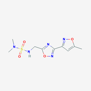 molecular formula C9H13N5O4S B2482901 5-[(Dimethylsulfamoylamino)methyl]-3-(5-methyl-1,2-oxazol-3-yl)-1,2,4-oxadiazole CAS No. 1903607-36-2