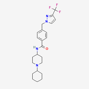 molecular formula C23H29F3N4O B2482902 N-(1-Cyclohexylpiperidin-4-yl)-4-[[3-(trifluoromethyl)pyrazol-1-yl]methyl]benzamide CAS No. 2416236-04-7