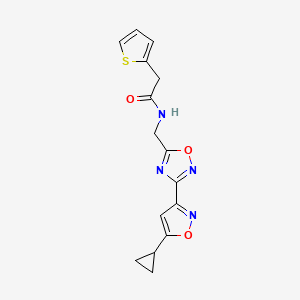 molecular formula C15H14N4O3S B2482908 N-((3-(5-cyclopropylisoxazol-3-yl)-1,2,4-oxadiazol-5-yl)methyl)-2-(thiophen-2-yl)acetamide CAS No. 1903848-72-5