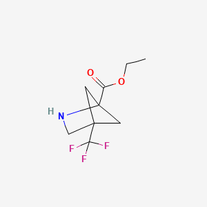 molecular formula C9H12F3NO2 B2482918 Ethyl 4-(trifluoromethyl)-2-azabicyclo[2.1.1]hexane-1-carboxylate CAS No. 2248286-16-8