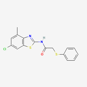 molecular formula C16H13ClN2OS2 B2482922 N-(6-chloro-4-methylbenzo[d]thiazol-2-yl)-2-(phenylthio)acetamide CAS No. 895489-08-4