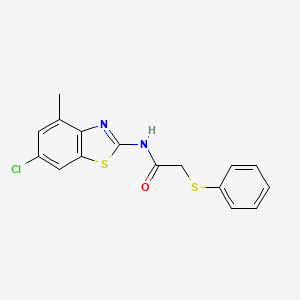 molecular formula C16H13ClN2OS2 B2482922 N-(6-氯-4-甲基苯并[d]噻嗪-2-基)-2-(苯基硫)乙酰胺 CAS No. 895489-08-4