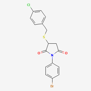 molecular formula C17H13BrClNO2S B2482924 1-(4-Bromophenyl)-3-((4-chlorobenzyl)sulfanyl)dihydro-1H-pyrrole-2,5-dione CAS No. 298218-18-5