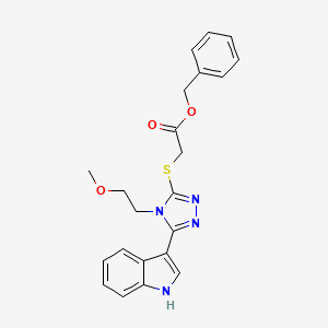 molecular formula C22H22N4O3S B2482925 苄基2-((5-(1H-吲哚-3-基)-4-(2-甲氧基乙基)-4H-1,2,4-三唑-3-基)硫)乙酸酯 CAS No. 852145-31-4