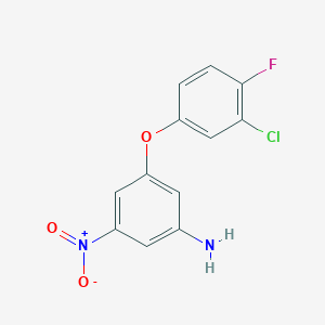 molecular formula C12H8ClFN2O3 B2482926 3-(3-Chloro-4-fluorophenoxy)-5-nitroaniline CAS No. 861440-00-8