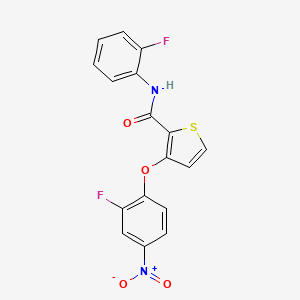 molecular formula C17H10F2N2O4S B2482931 3-(2-fluoro-4-nitrophenoxy)-N-(2-fluorophenyl)thiophene-2-carboxamide CAS No. 303152-53-6