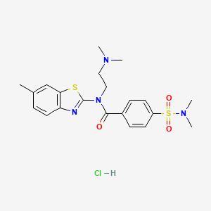 molecular formula C21H27ClN4O3S2 B2482943 N-(2-(dimethylamino)ethyl)-4-(N,N-dimethylsulfamoyl)-N-(6-methylbenzo[d]thiazol-2-yl)benzamide hydrochloride CAS No. 1215549-48-6