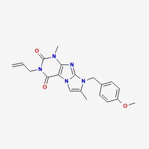 molecular formula C20H21N5O3 B2482952 6-[(4-Methoxyphenyl)methyl]-4,7-dimethyl-2-prop-2-enylpurino[7,8-a]imidazole-1,3-dione CAS No. 876902-43-1