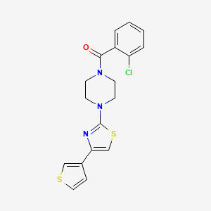 molecular formula C18H16ClN3OS2 B2482954 (2-氯苯基)(4-(4-(噻吩-3-基)噻唑-2-基)哌嗪-1-基)甲酮 CAS No. 1448064-69-4