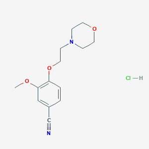 molecular formula C14H19ClN2O3 B2482961 3-Methoxy-4-[2-(morpholin-4-yl)ethoxy]benzonitrile hydrochloride CAS No. 1215477-77-2