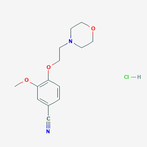 molecular formula C14H19ClN2O3 B2482961 Clorhidrato de 3-metoxibenzoil-4-[2-(morfolin-4-il)etoxi]nitrilo CAS No. 1215477-77-2