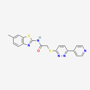 molecular formula C19H15N5OS2 B2482963 N-(6-甲基苯并[d]噻唑-2-基)-2-((6-(吡啶-4-基)吡啶并[3]-3-基)硫)乙酰胺 CAS No. 872987-48-9