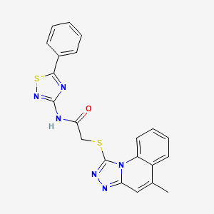 molecular formula C21H16N6OS2 B2482967 2-({5-methyl-[1,2,4]triazolo[4,3-a]quinolin-1-yl}sulfanyl)-N-(5-phenyl-1,2,4-thiadiazol-3-yl)acetamide CAS No. 812685-75-9