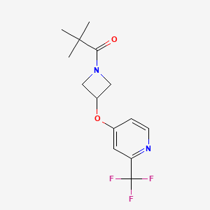 molecular formula C14H17F3N2O2 B2482980 2,2-Dimethyl-1-[3-[2-(trifluoromethyl)pyridin-4-yl]oxyazetidin-1-yl]propan-1-one CAS No. 2380077-48-3