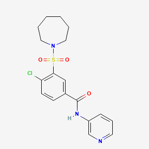 molecular formula C18H20ClN3O3S B2482985 3-(azepan-1-ylsulfonyl)-4-chloro-N-(pyridin-3-yl)benzamide CAS No. 377763-51-4
