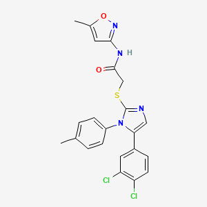 molecular formula C22H18Cl2N4O2S B2482988 2-((5-(3,4-二氯苯基)-1-(对甲苯基)-1H-咪唑-2-基)硫代)-N-(5-甲基异噁唑-3-基)乙酰胺 CAS No. 1206990-33-1