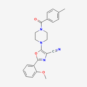 molecular formula C23H22N4O3 B2482989 2-(2-Methoxyphenyl)-5-(4-(4-methylbenzoyl)piperazin-1-yl)oxazole-4-carbonitrile CAS No. 946200-56-2