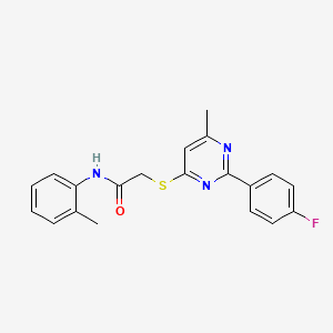 molecular formula C20H18FN3OS B2483000 2-{[2-(4-fluorophenyl)-6-methylpyrimidin-4-yl]sulfanyl}-N-(2-methylphenyl)acetamide CAS No. 1251616-15-5