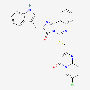 molecular formula C28H19ClN6O2S B2483002 5-[({7-chloro-4-oxo-4H-pyrido[1,2-a]pyrimidin-2-yl}methyl)sulfanyl]-2-[(1H-indol-3-yl)methyl]-2H,3H-imidazo[1,2-c]quinazolin-3-one CAS No. 1024288-39-8