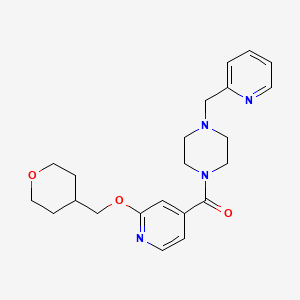 molecular formula C22H28N4O3 B2483008 (4-(pyridin-2-ylmethyl)piperazin-1-yl)(2-((tetrahydro-2H-pyran-4-yl)methoxy)pyridin-4-yl)methanone CAS No. 2034271-30-0