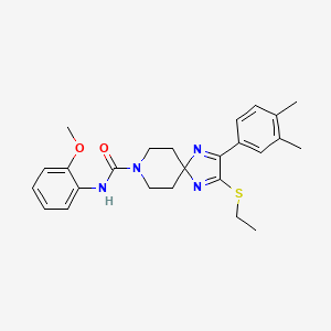 molecular formula C25H30N4O2S B2483017 2-(3,4-二甲基苯基)-3-(乙硫基)-N-(2-甲氧基苯基)-1,4,8-三氮杂螺[4.5]癸-1,3-二烯-8-甲酰胺 CAS No. 1358832-73-1