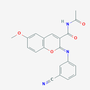 (2Z)-N-acetyl-2-[(3-cyanophenyl)imino]-6-methoxy-2H-chromene-3-carboxamide