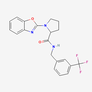 molecular formula C20H18F3N3O2 B2483028 1-(苯并[d]噁唑-2-基)-N-(3-(三氟甲基)苯甲基)吡咯啉-2-甲酰胺 CAS No. 1796919-00-0