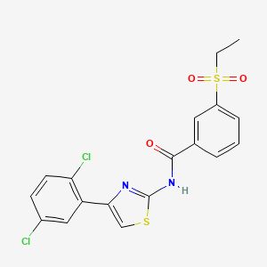 molecular formula C18H14Cl2N2O3S2 B2483035 N-(4-(2,5-dichlorophenyl)thiazol-2-yl)-3-(ethylsulfonyl)benzamide CAS No. 922593-11-1