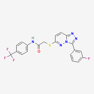 molecular formula C20H13F4N5OS B2483036 2-((3-(3-fluorophenyl)-[1,2,4]triazolo[4,3-b]pyridazin-6-yl)thio)-N-(4-(trifluoromethyl)phenyl)acetamide CAS No. 852374-83-5