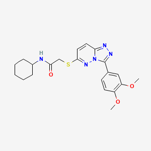 molecular formula C21H25N5O3S B2483037 N-cyclohexyl-2-((3-(3,4-dimethoxyphenyl)-[1,2,4]triazolo[4,3-b]pyridazin-6-yl)thio)acetamide CAS No. 852437-70-8