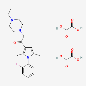 molecular formula C24H30FN3O9 B2483044 2-(4-ethylpiperazin-1-yl)-1-(1-(2-fluorophenyl)-2,5-dimethyl-1H-pyrrol-3-yl)ethanone dioxalate CAS No. 1051931-25-9